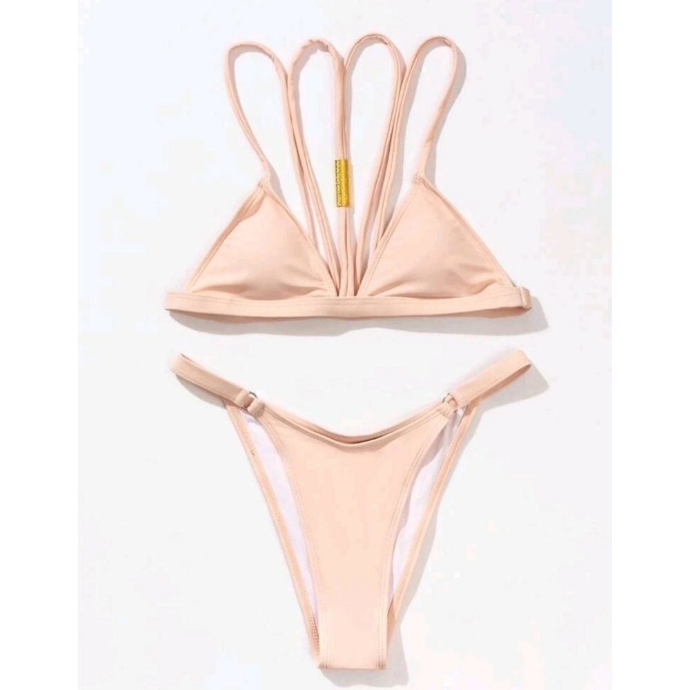 Pink Blush Ring Linked Traingle Bikini Swimsuit NWT - Picture 5 of 6